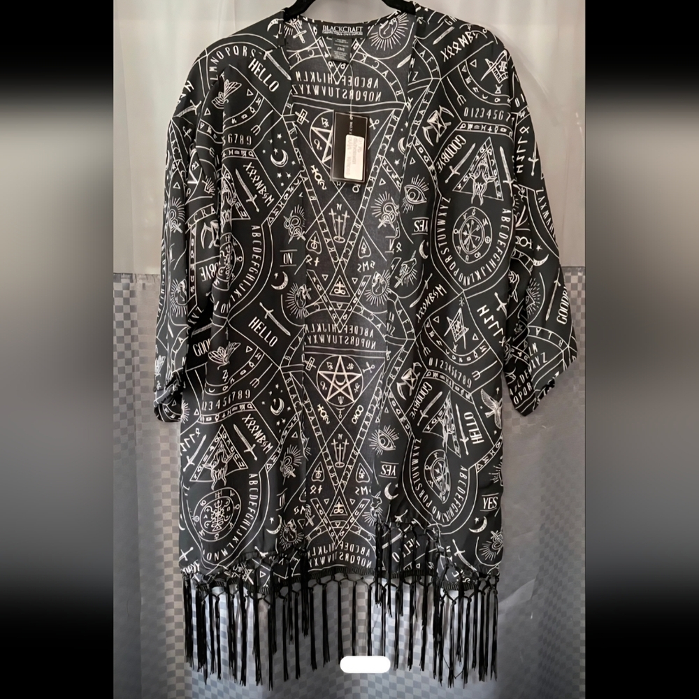 BlackCraft Cult Ouija Board Spirit Board Kimono Fringe Tassel Cardigan Goth OS